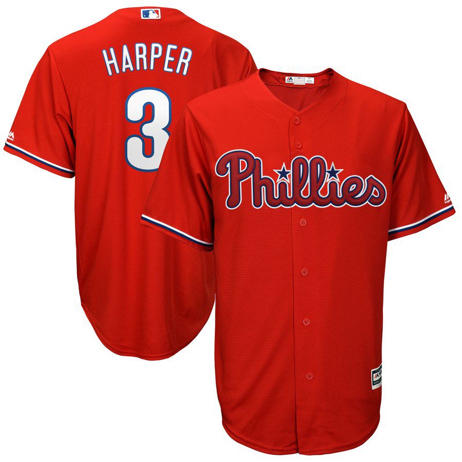 2019 MLB youth Philadelphia Phillies #3 Bryce Harper red Jerseys->women mlb jersey->Women Jersey
